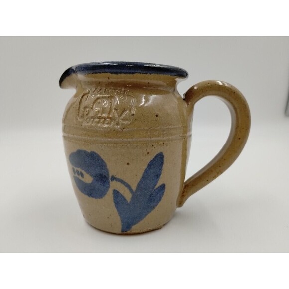 MAHON POTTERY Mini 4" Pitcher Handle Floral Design salt glaze Vintage - Picture 7 of 11